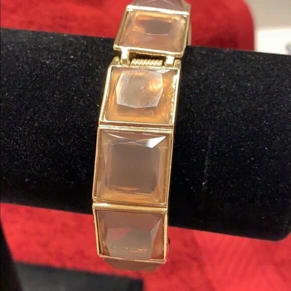 Cuff Bracelet Gold tones Gem accents - Picture 2 of 10